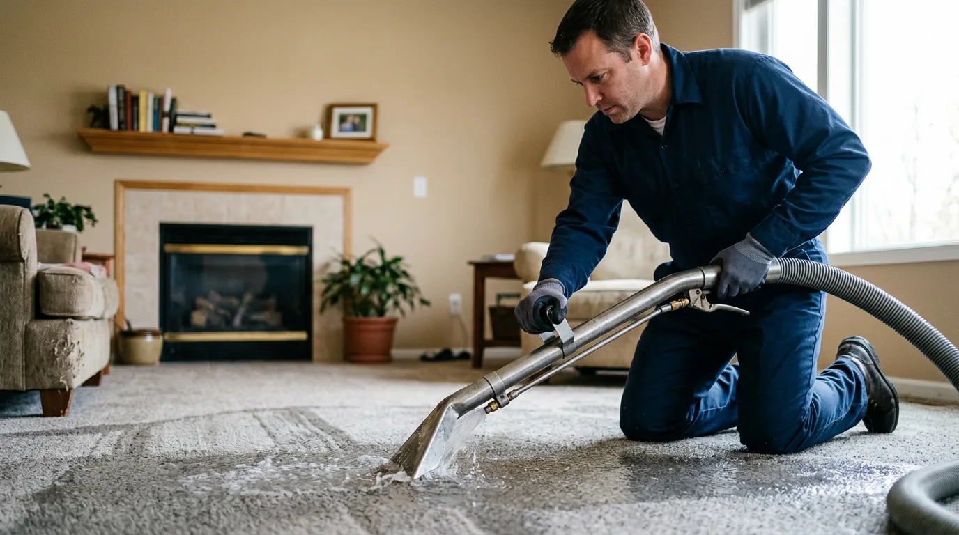 Water damage restoration technician working near Yates Center, KS